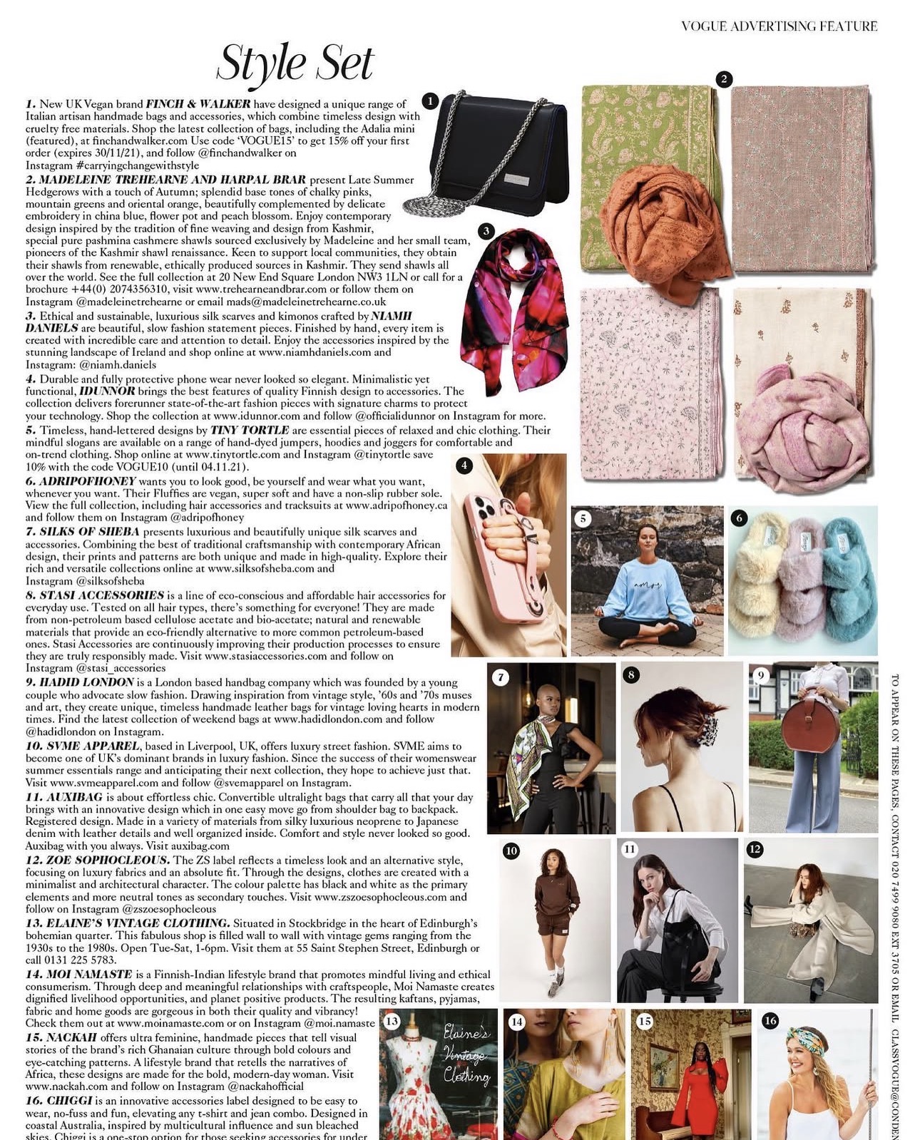Silks of Sheba in Vogue Style Set advertising feature