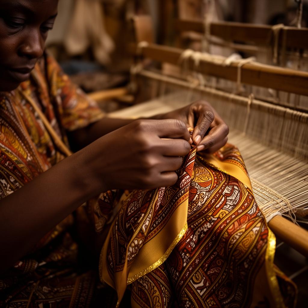 Artisan hands crafting silk